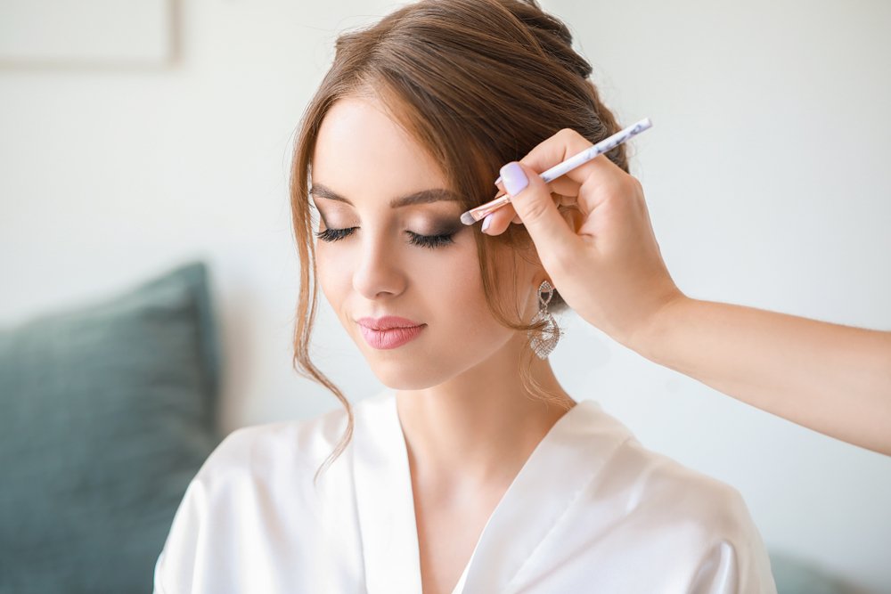 Bride with elegant professional bridal makeup